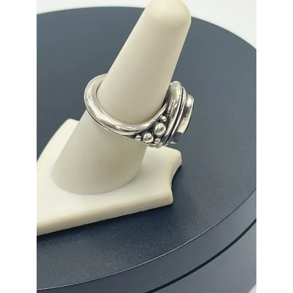 Sterling Silver Artisan Oval Shaped Bezel Set‎ Smoky Quartz Stone Ring Sz 7.75